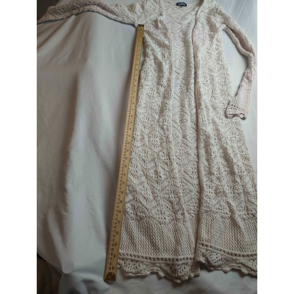 Freshman 1996 Duster Cardigan Womens XS Beige Boho Romantic Chic Artsy Festival - Picture 4 of 10